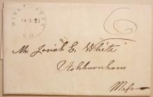 WINCHESTER NEW HAMPSHIRE 1832 BLACK POSTMARK STAMPLESS FOLDED LETTER TO ASHBURNHAM MASSACHUSETTS - POSTAL HISTORY