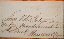 CANADA CROSS BORDER STAMPLESS COVER TO NEW YORK CITY 1851-64 - POSTAL-HISTORY