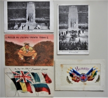 lot-of-five-world-war-one-patriotic-postcards-4-unused-1-soldiers-mail-for-sale