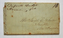 Bufords Bridge South Carolina 1848 manuscript postmark stampless folded letter to Franklin New Hampshire