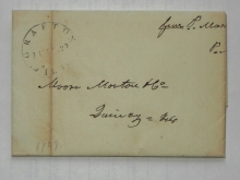 Grafton Illinois 1839 stampless folded letter signed by postmaster Paris Mason