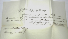 Grafton Illinois 1839 stampless folded letter signed by postmaster Paris Mason