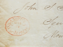 AMBOY NEW JERSEY 1836 STAMPLESS FOLDED LETTER TO SQUAN NEW JERSEY - POSTAL HISTORY
