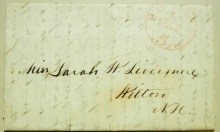 BOSTON STAMPLESS FOLDED LETTERS TO SARAH LIVERMORE, WILTON NEW HAMPSHIRE WOMAN'S RIGHTS ADVOCATE