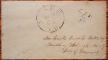 NASHUA NEW HAMPSHIRE 1851/2 STAMPLESS COVER TO WOODBURY VERMONT - POSTAL HISTORY