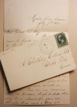 POSTAL HISTORY - MYSTIC RIVER CONNECTICUT 1800S COVER WITH 3-CENT BANKNOTE STAMP