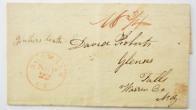 NORWALK CONNECTICUT 1838 STAMPLESS FOLDED LETTER. POSTAL HISTORY