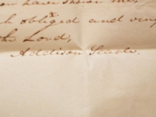 EPISCOPALIAN MINISTER ADDISON SEARLE 1820 STAMPLESS FOLDED LETTER