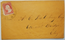 WEST WINSTED CONNECTICUT MID-1800S COVER.  SCOTT #26A. RARE DEAD POST OFFICE - POSTAL-HISTORY
