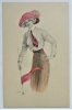 archie-gunn-early-postcard-of-attractive-woman-red-hat-with-banner