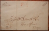 DERBY CONNECTICUT 1844 STAMPLESS FOLDED LETTER TO HARTFORD - POSTAL HISTORY
