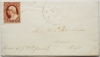 WALPOLE MAINE TO MIDDLEBORO MASSACHUSETTS 1850S COVER.  SCOTT #11A. CLARET STAMP -- POSTAL-HISTORY
